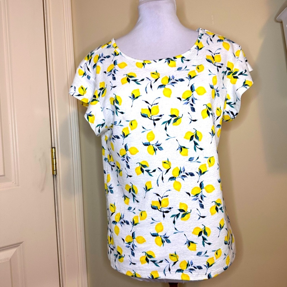 BANANA REPUBLIC LEMON KNIT CAP SLEEVE TOP SHIRT small